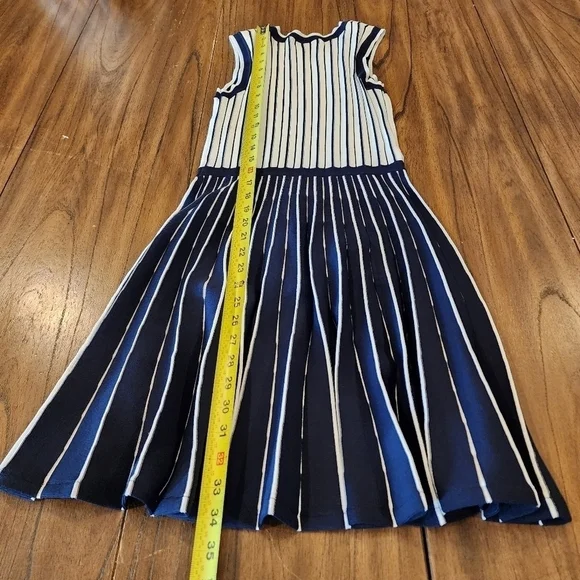 Jason Wu Sleeveless Blue White Stripe pleated knit Swing Mini dress XS - Picture 8 of 13